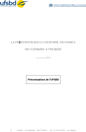 Dossier UFSBD - La Prévention bucco-dentaire en France - un tournant à p -1 copie