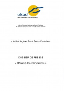 DOSSIER DE PRESSE miniature ADDICTOLOGIE ET SANTE BUCCO DENTAIRE